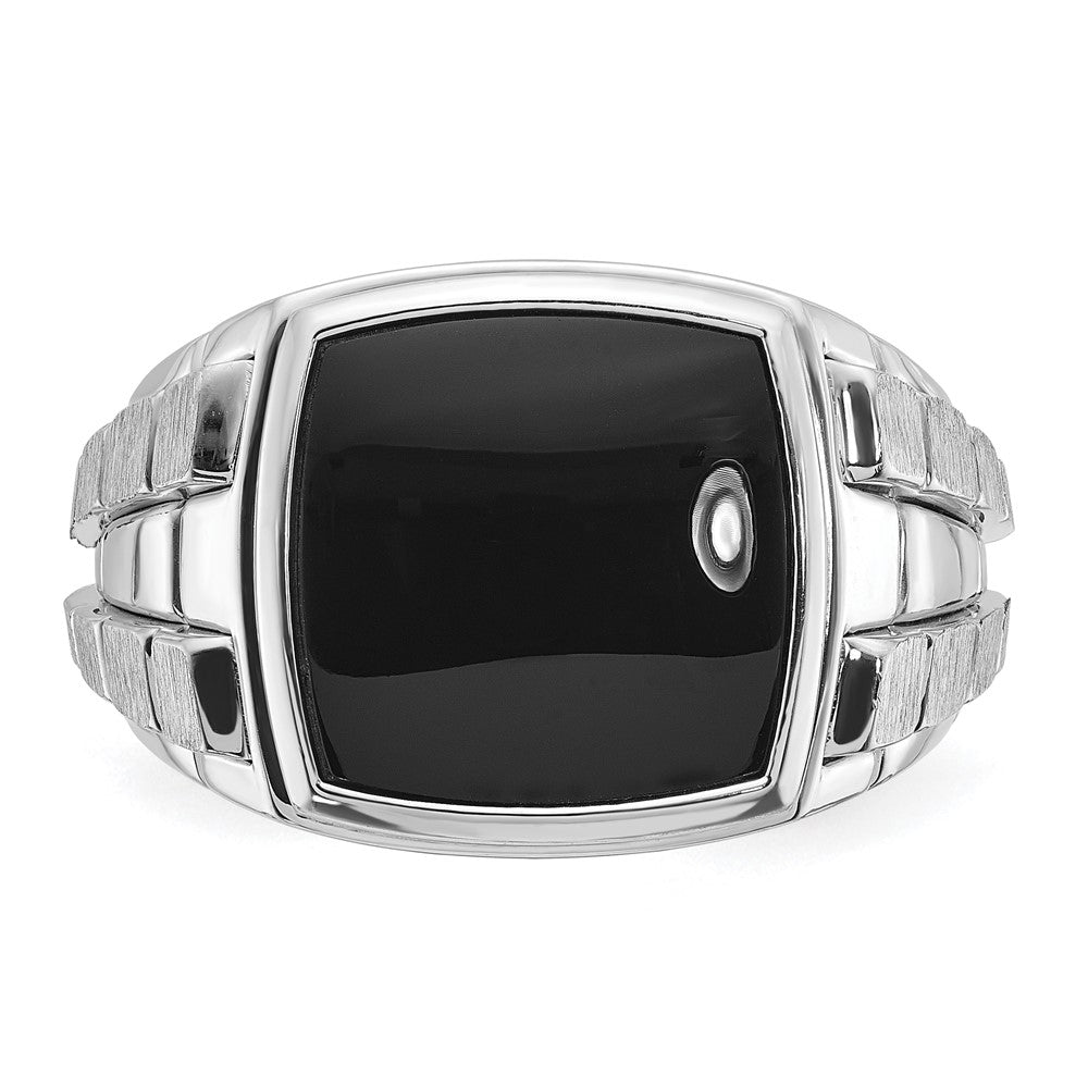 14k White Gold IBGoodman Men's Polished/Satin Onyx Complete Ring