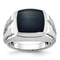14k White Gold IBGoodman Men's Polished/Satin Onyx Complete Ring