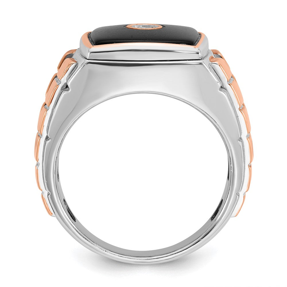 14k Two-tone White/Rose Gold IBGoodman Men's Onyx Diamond Ring Mounting