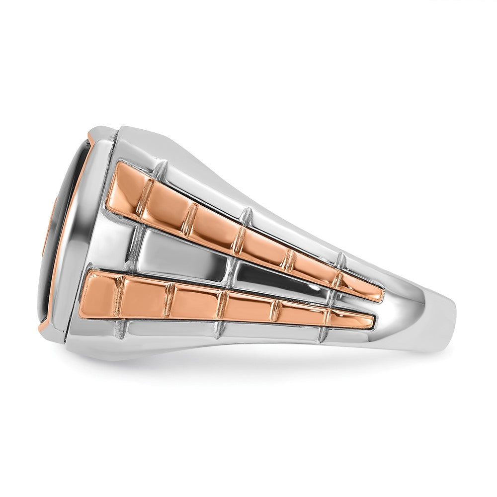 14k Two-tone White/Rose IBGoodman Men's Onyx Diamond Complete Ring