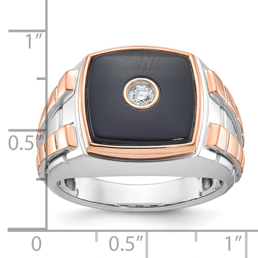 14k Two-tone White/Rose Gold IBGoodman Men's Onyx Diamond Ring Mounting