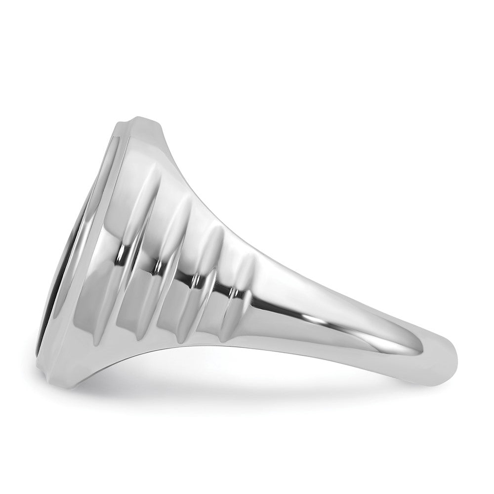 14k White Gold IBGoodman Men's Oval Onyx Complete Ring