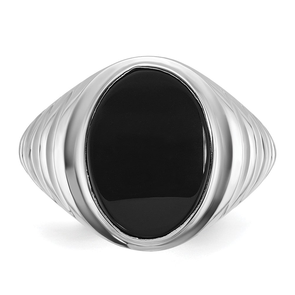14k White Gold IBGoodman Men's Oval Gemstone Ring Mounting