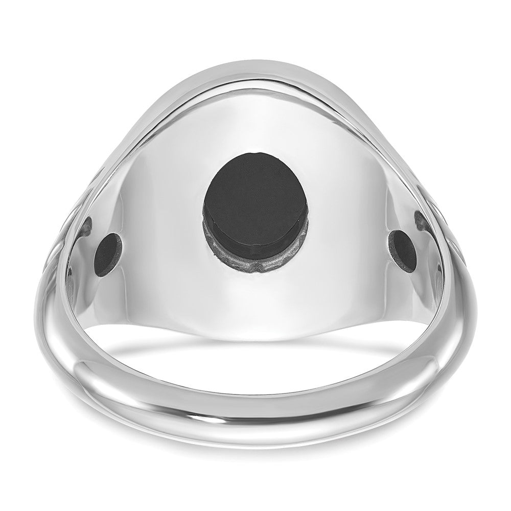 14k White Gold IBGoodman Men's Oval Onyx Complete Ring