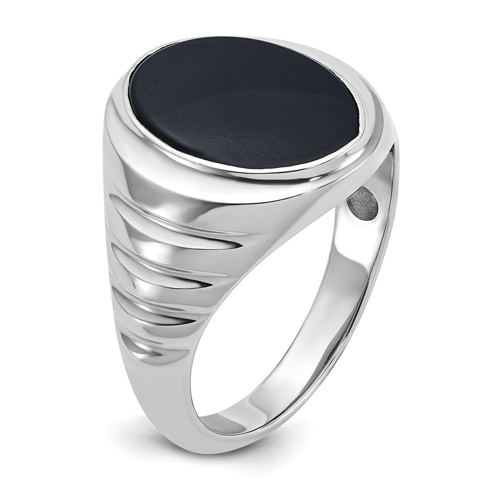 14k White Gold IBGoodman Men's Oval Gemstone Ring Mounting