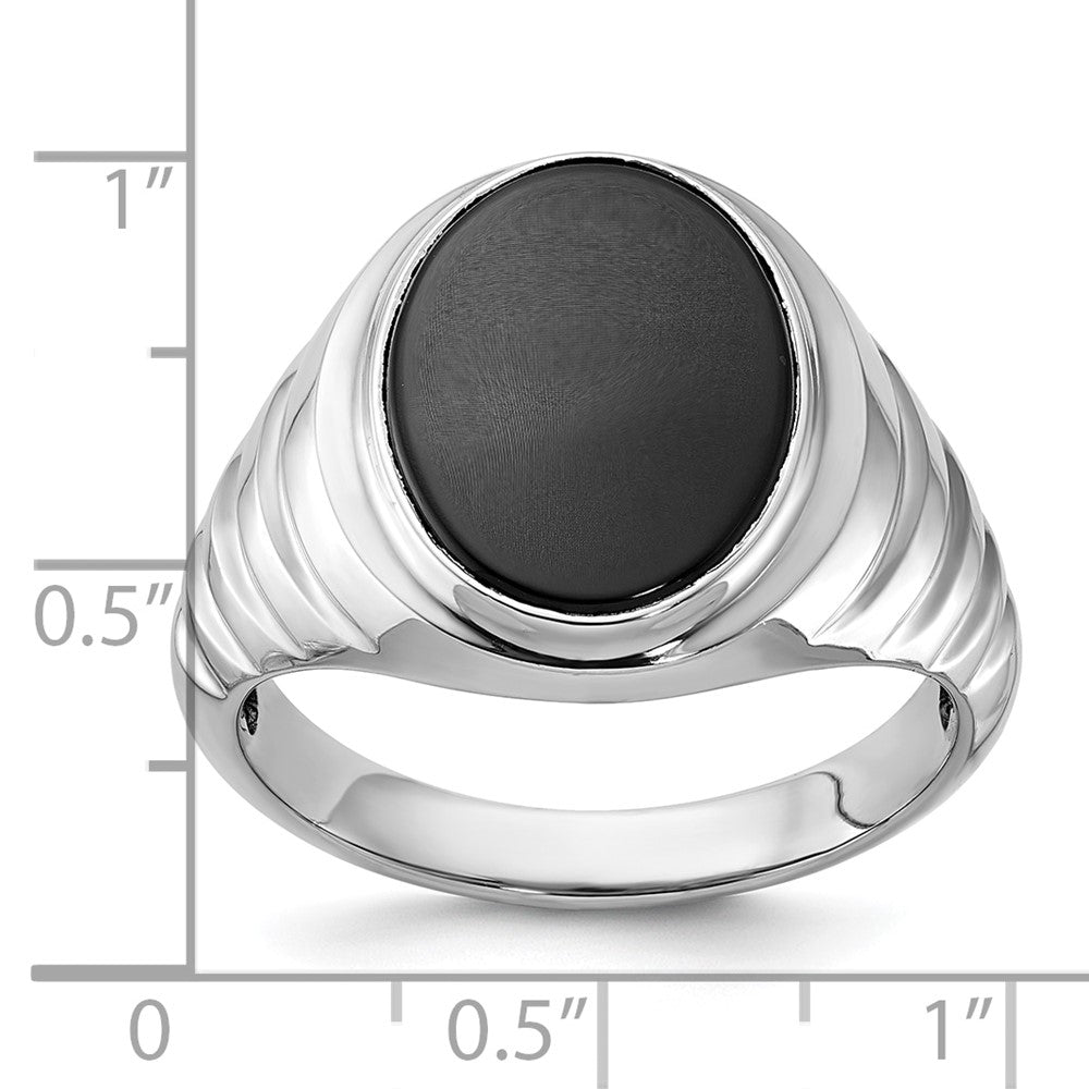 14k White Gold IBGoodman Men's Oval Gemstone Ring Mounting