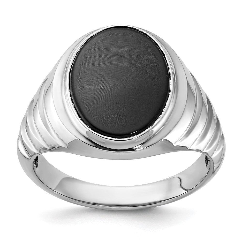 14k White Gold IBGoodman Men's Oval Gemstone Ring Mounting
