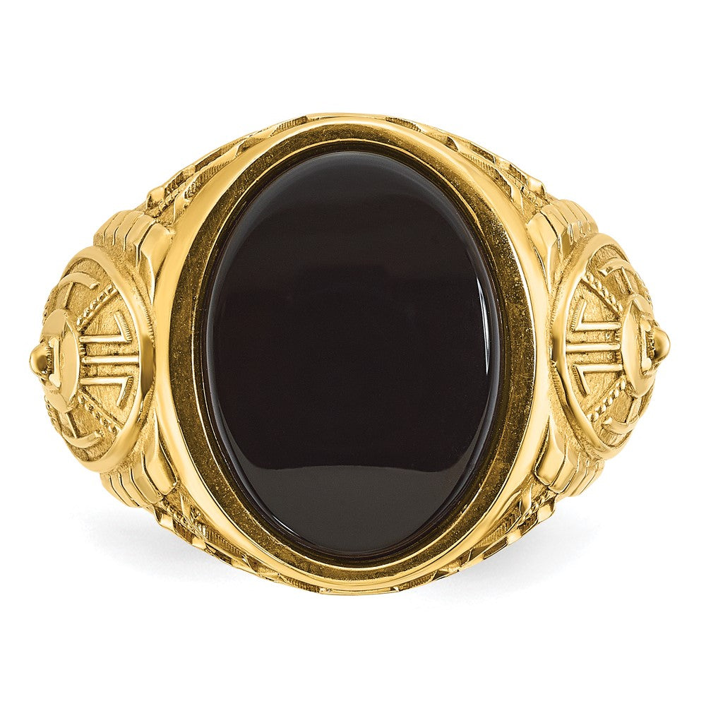 14k IBGoodman Men's Onyx and Diamond Complete Ring