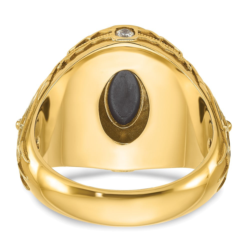 14k IBGoodman Men's Onyx and Diamond Complete Ring