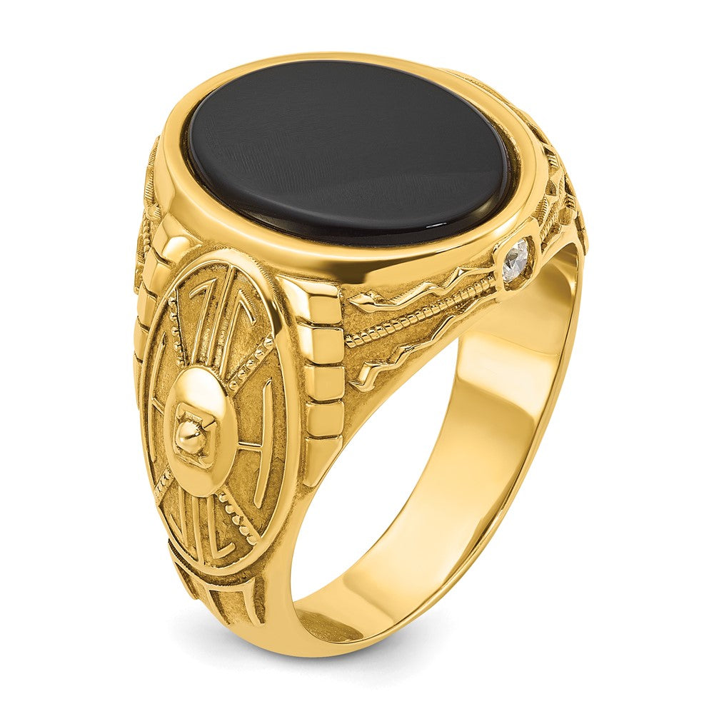 14k IBGoodman Men's Onyx and Diamond Complete Ring