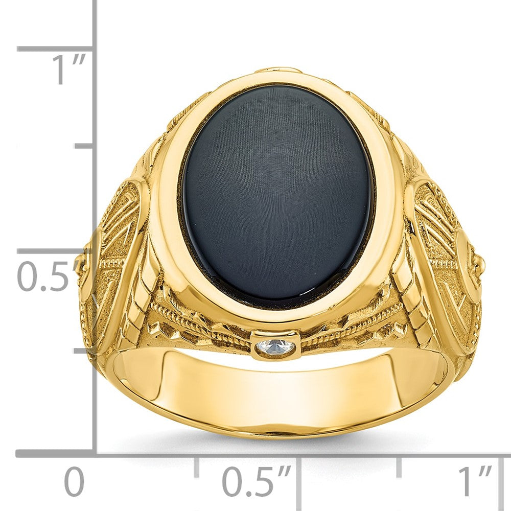 14k IBGoodman Men's Onyx and Diamond Complete Ring
