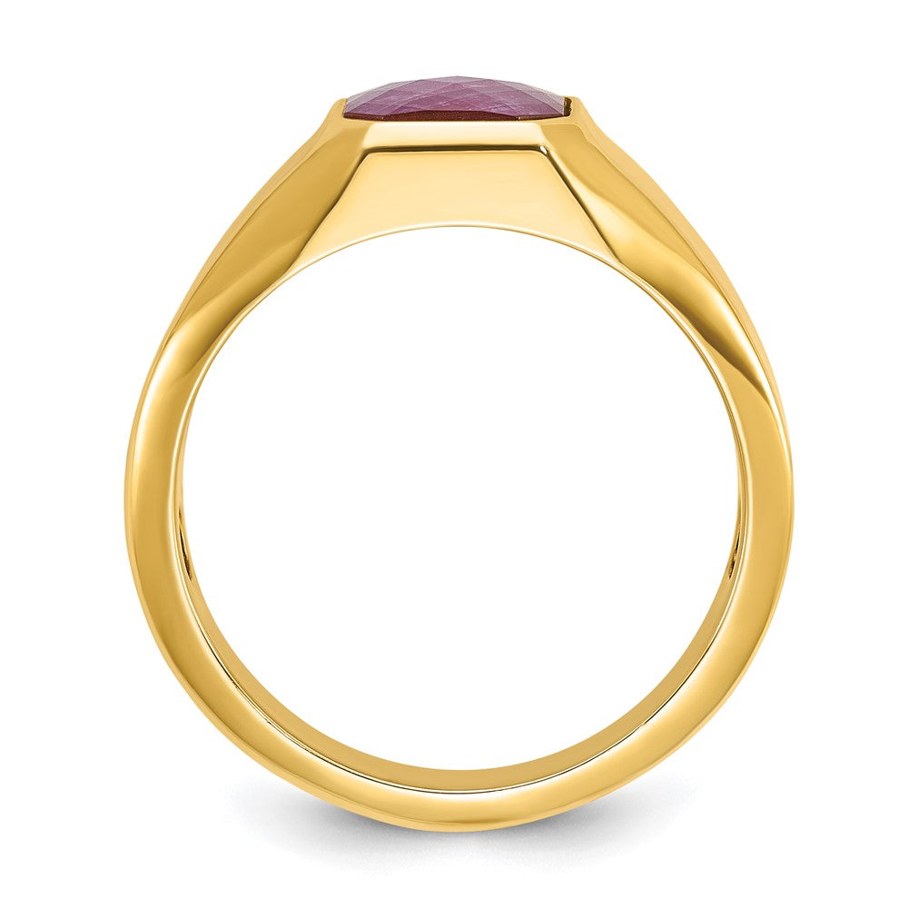 14k IBGoodman Men's Created Ruby Doublet Stone Complete Ring