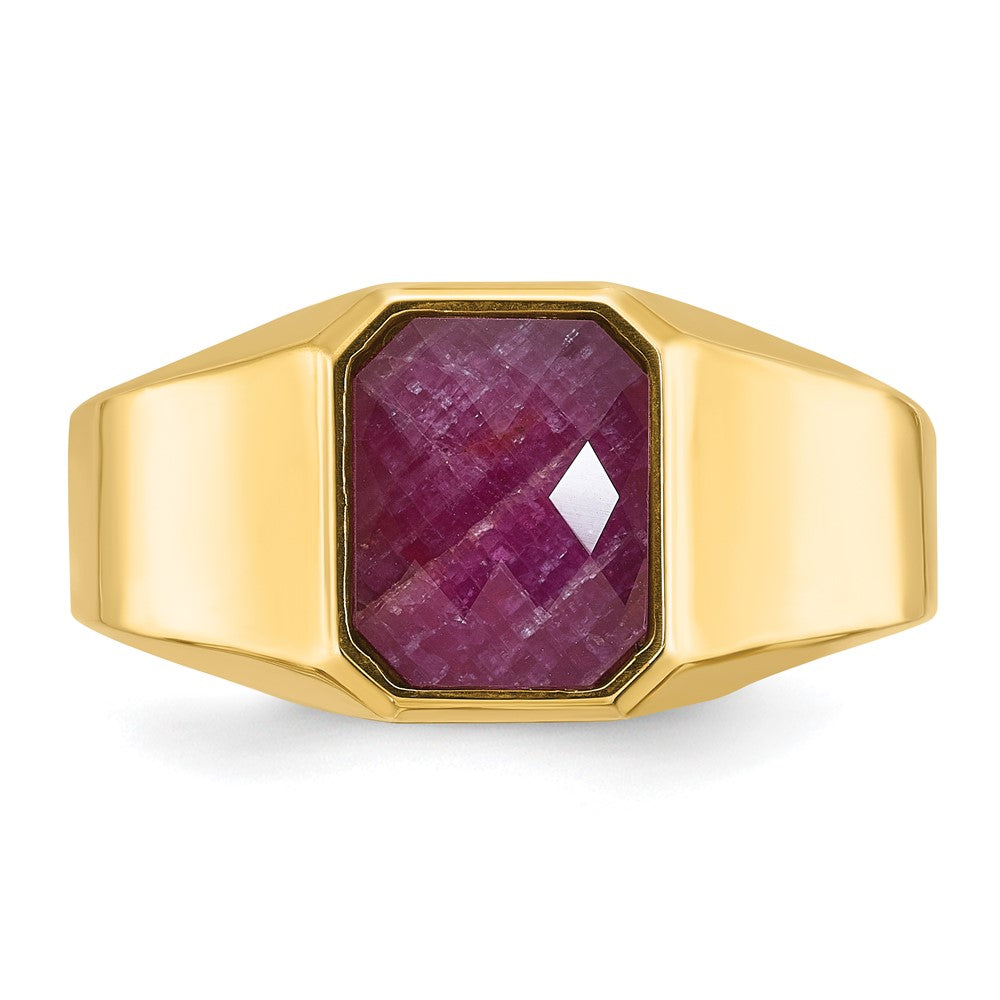 14k IBGoodman Men's Created Ruby Doublet Stone Complete Ring