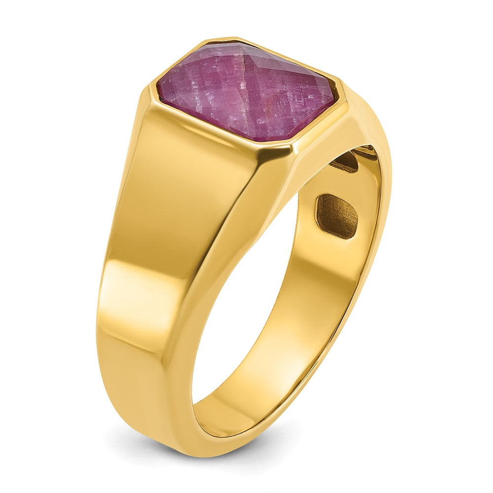 14k IBGoodman Men's Created Ruby Doublet Stone Complete Ring