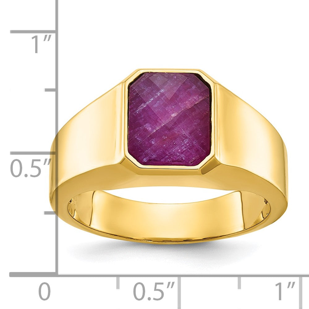 14k IBGoodman Men's Created Ruby Doublet Stone Complete Ring