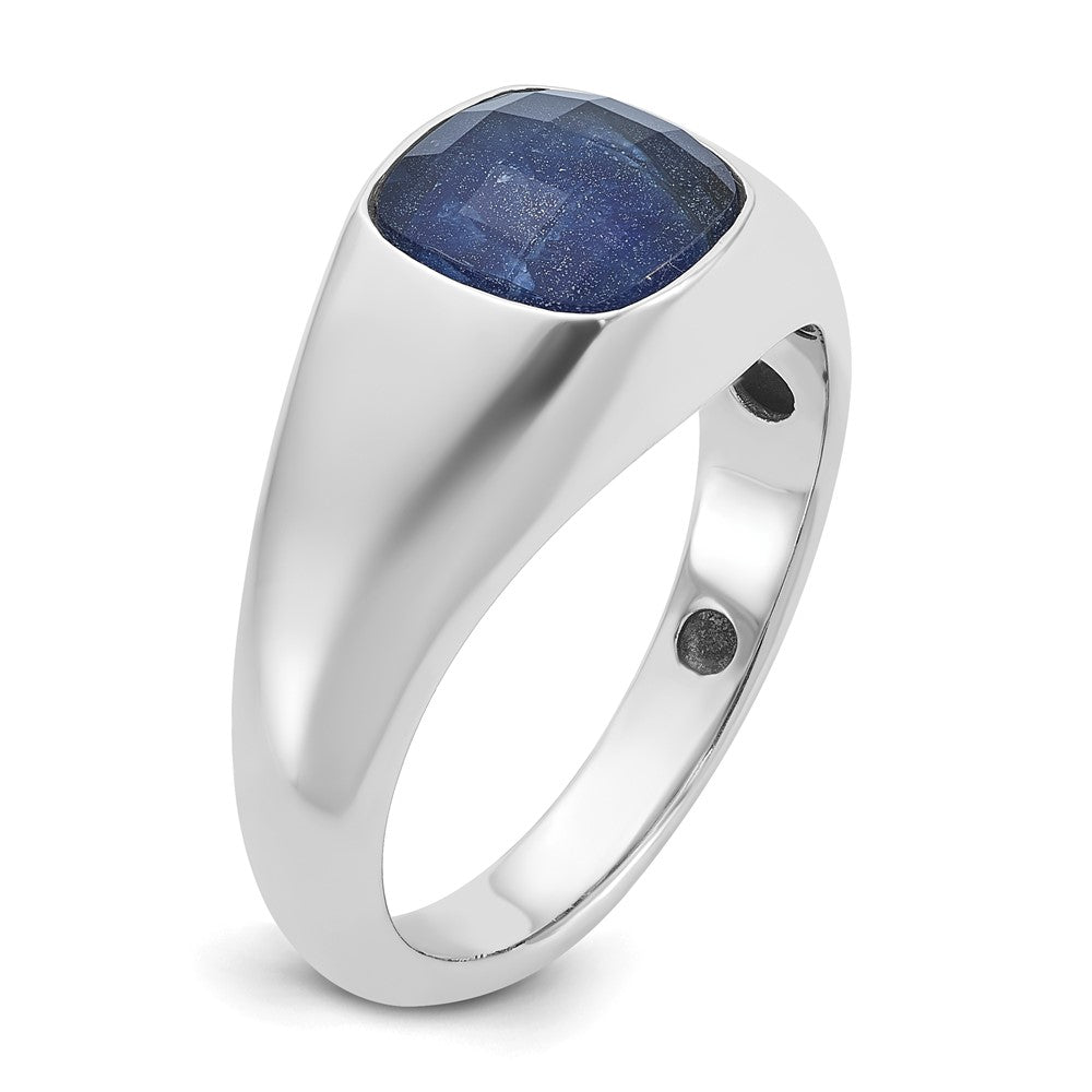 14k White Gold IBGoodman Men's Sapphire Doublet Stone Complete Ring