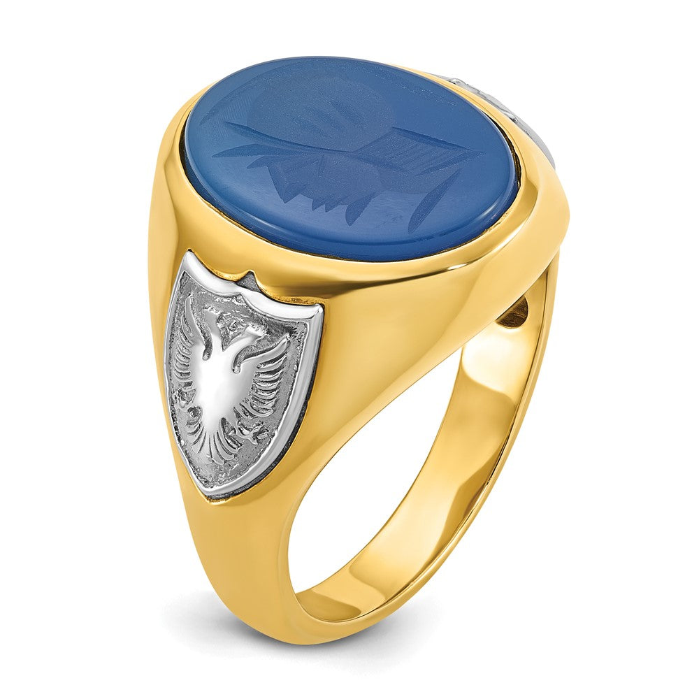 14k Two-tone IBGoodman Men's Blue Agate Complete Ring