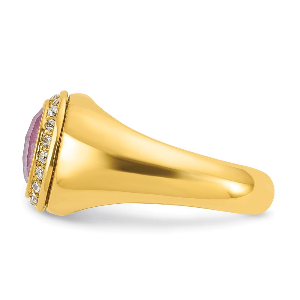 10k IBGoodman Men's Polished Gemstone and Diamond Ring Mounting