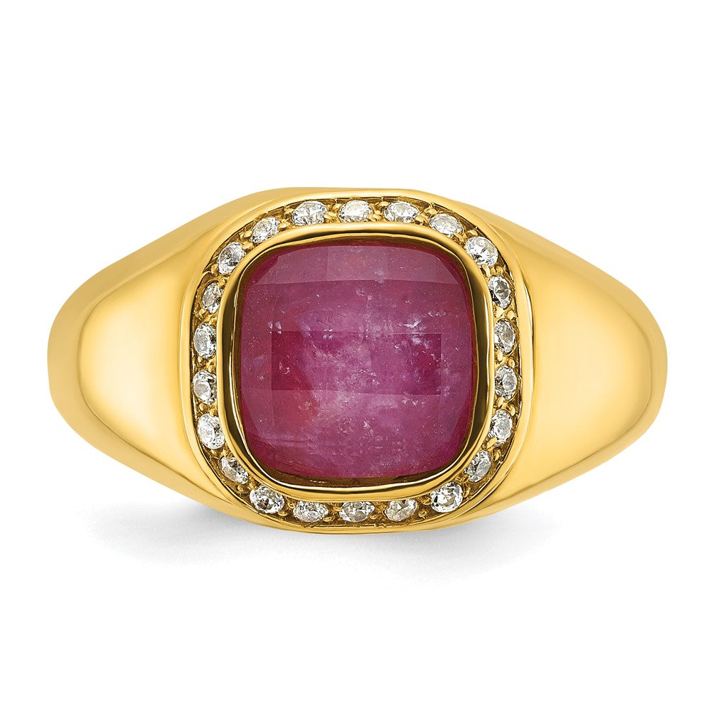 10k IBGoodman Men's Polished Gemstone and Diamond Ring Mounting