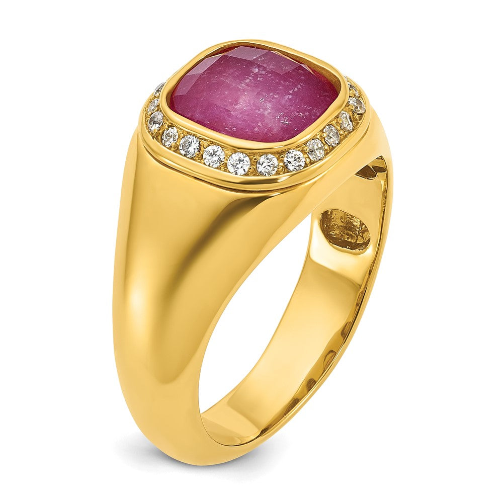 10k IBGoodman Men's Polished Gemstone and Diamond Ring Mounting
