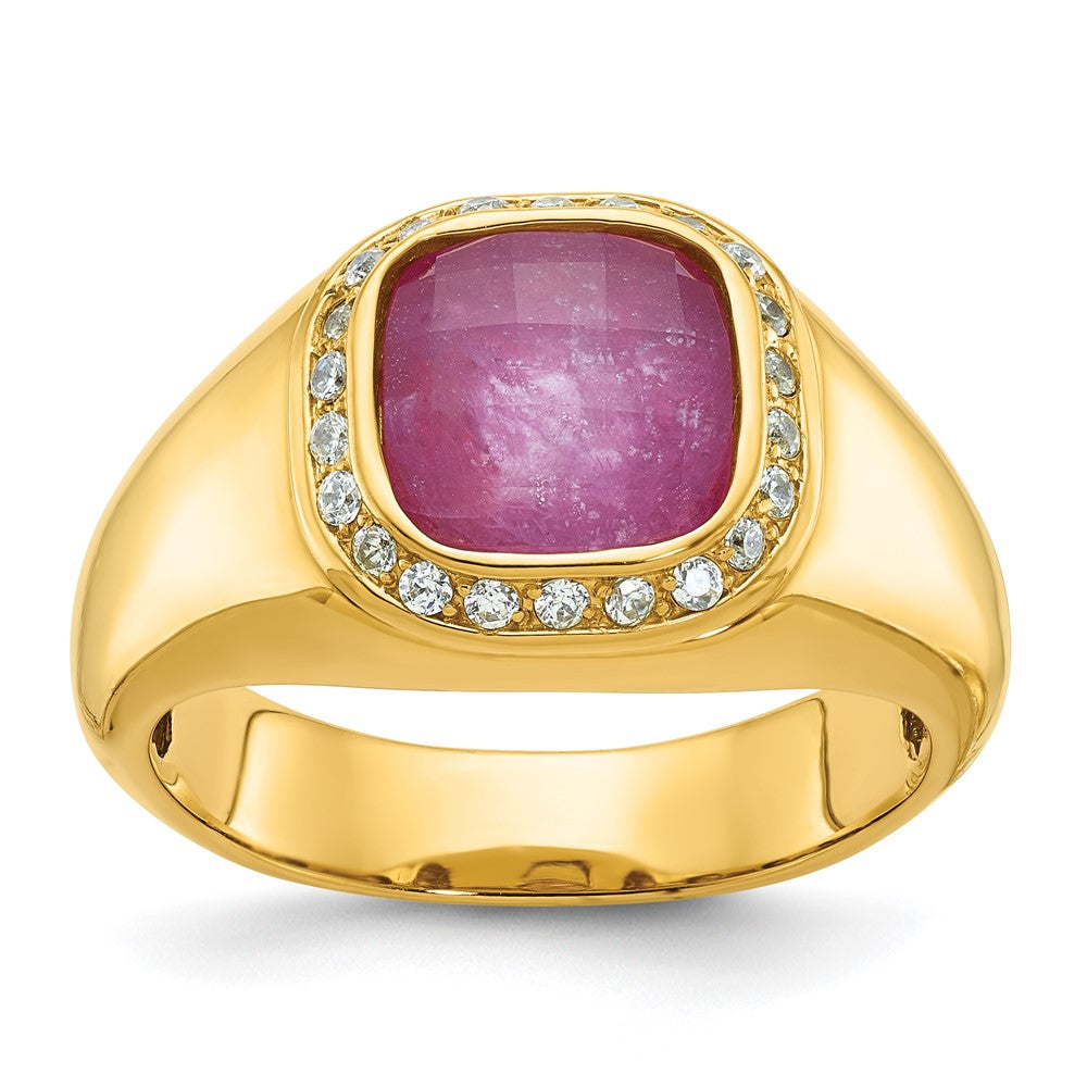 10k IBGoodman Men's Polished Gemstone and Diamond Ring Mounting