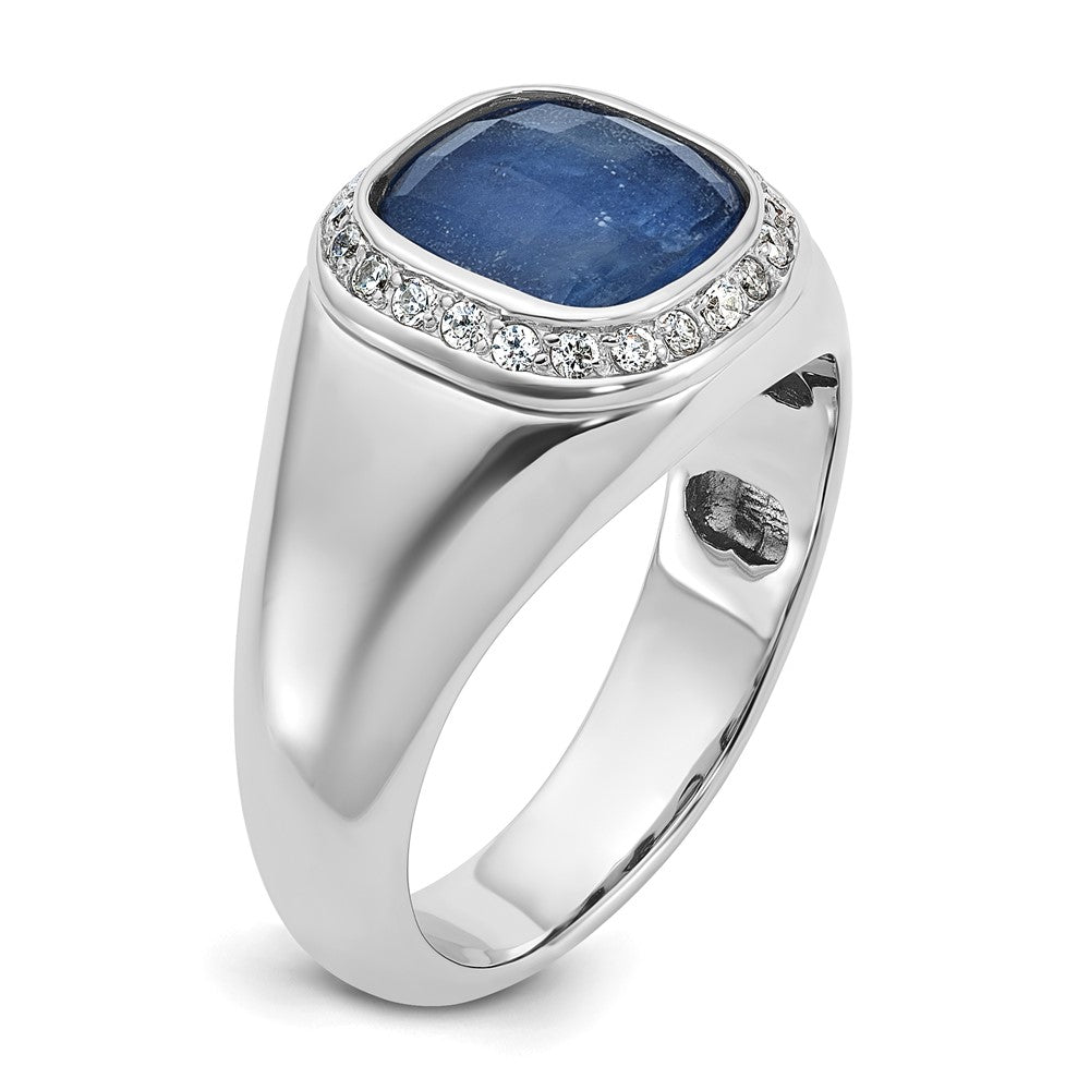 14k White Gold IBGoodman Sapphire Doublet/Diamond Complete Ring