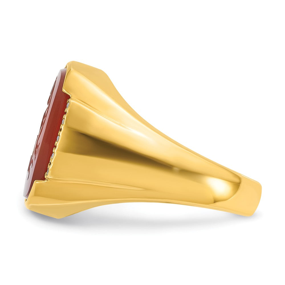 14k IBGoodman Men's Carnelian and Diamond Complete Ring