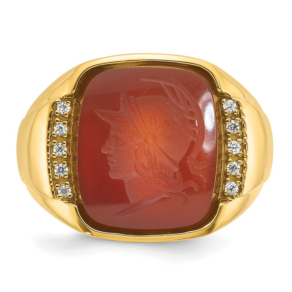 14k IBGoodman Men's Carnelian and Diamond Complete Ring