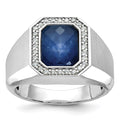 14k White Gold IBGoodman Satin Sapphire Doublet/Diamond Complete Ring