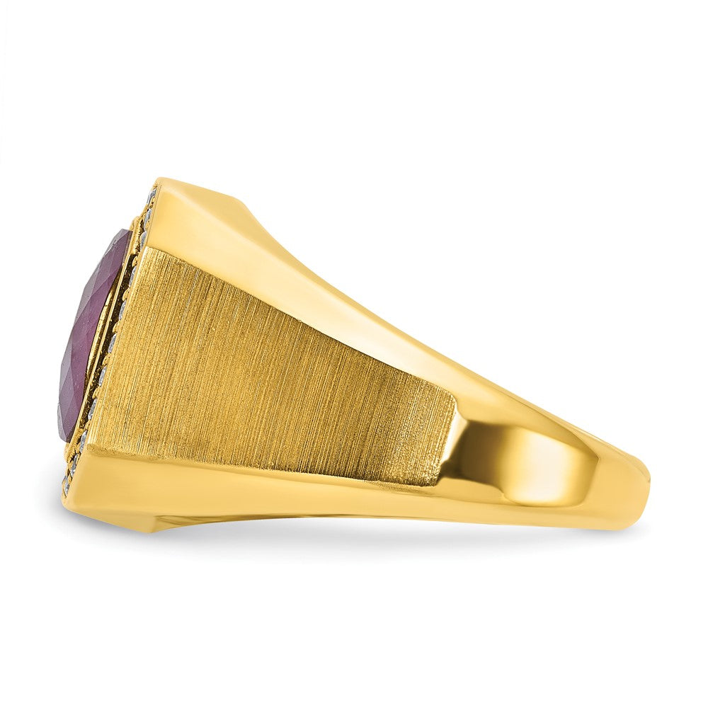 14k IBGoodman Men's Polished and Satin Gemstone and Diamond Ring Mounting