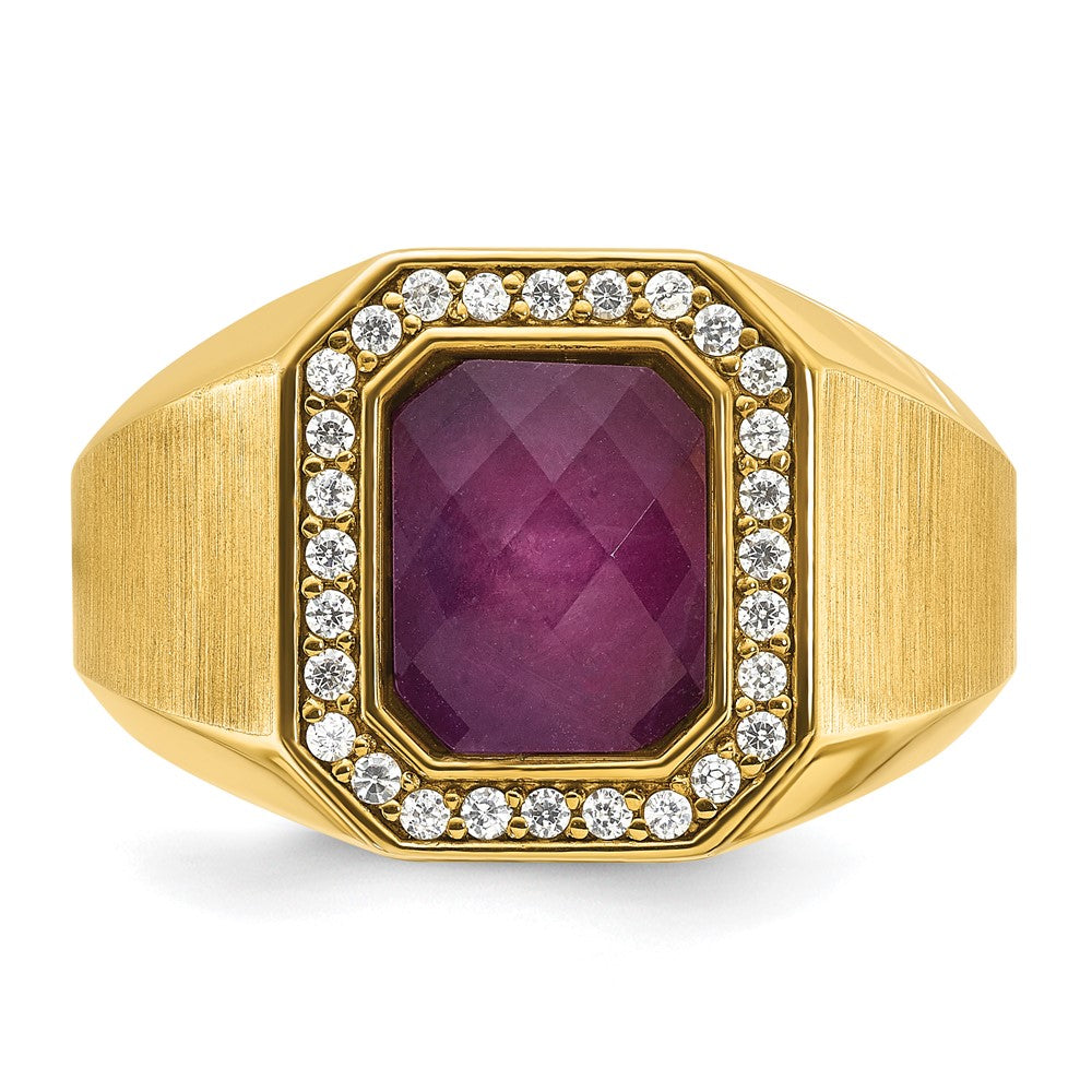 14k IBGoodman Men's Polished and Satin Gemstone and Diamond Ring Mounting