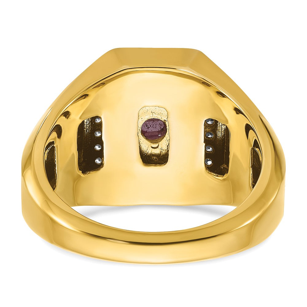 14k IBGoodman Men's Satin Ruby Doublet Stone and Diamond Complete Ring