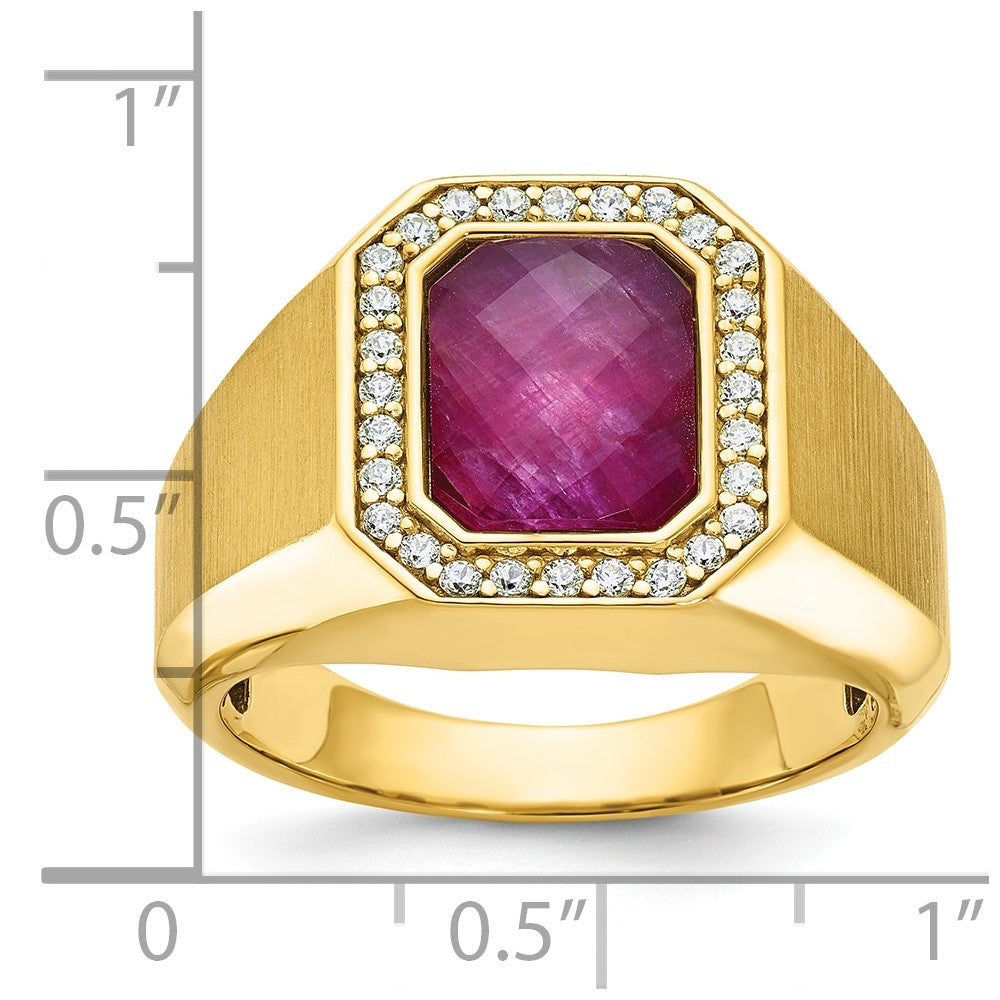 14k IBGoodman Men's Polished and Satin Gemstone and Diamond Ring Mounting