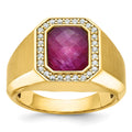 14k IBGoodman Men's Polished and Satin Gemstone and Diamond Ring Mounting