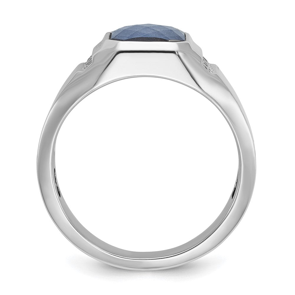14k White Gold IBGoodman Sapphire Doublet/Diamond Complete Ring