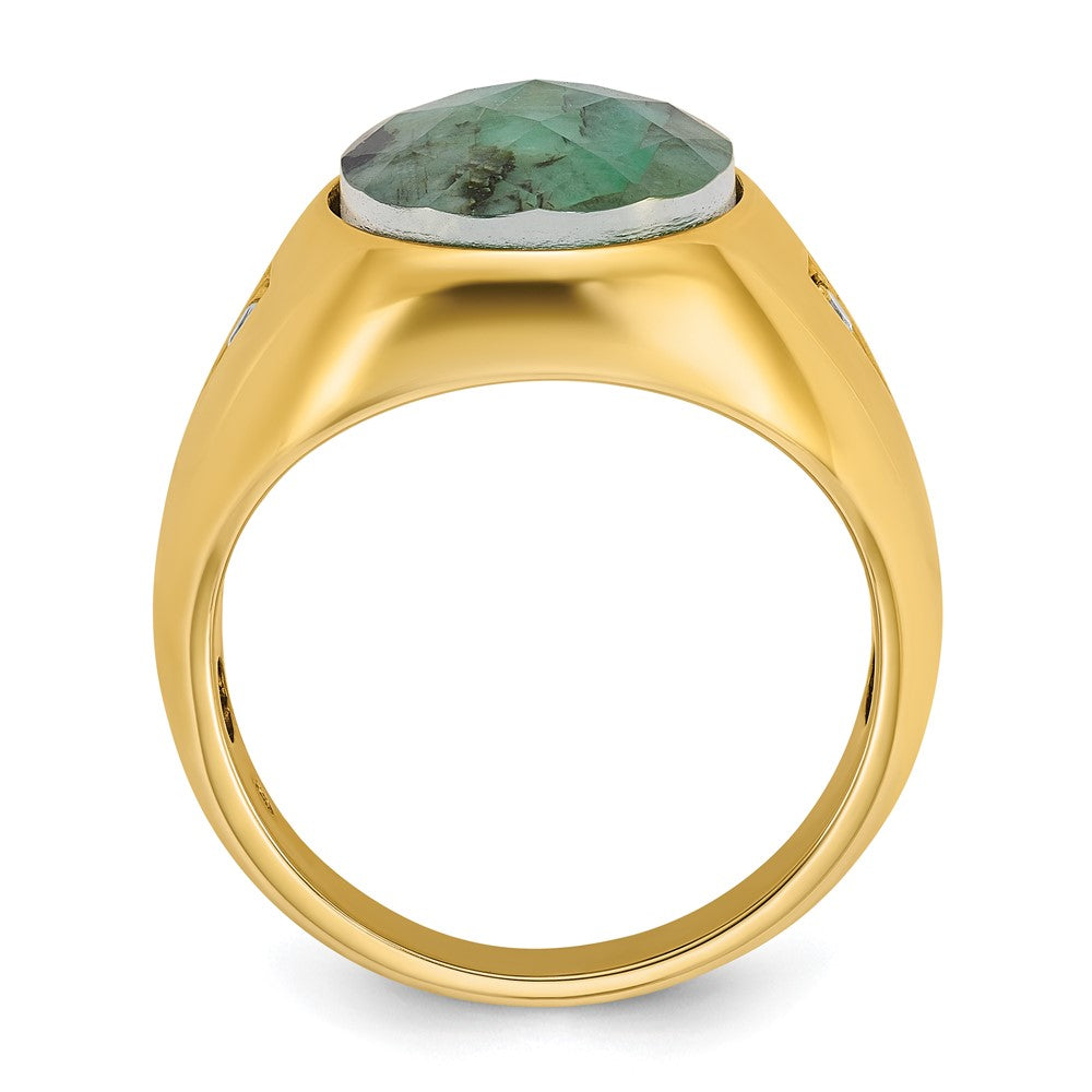 10k IBGoodman Men's Oval Gemstone and Diamond Ring Mounting