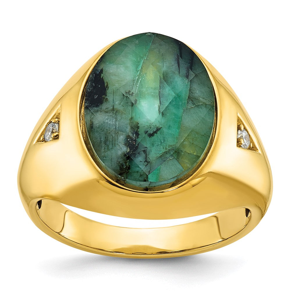 10k IBGoodman Men's Oval Gemstone and Diamond Ring Mounting