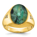 10k IBGoodman Men's Oval Gemstone and Diamond Ring Mounting