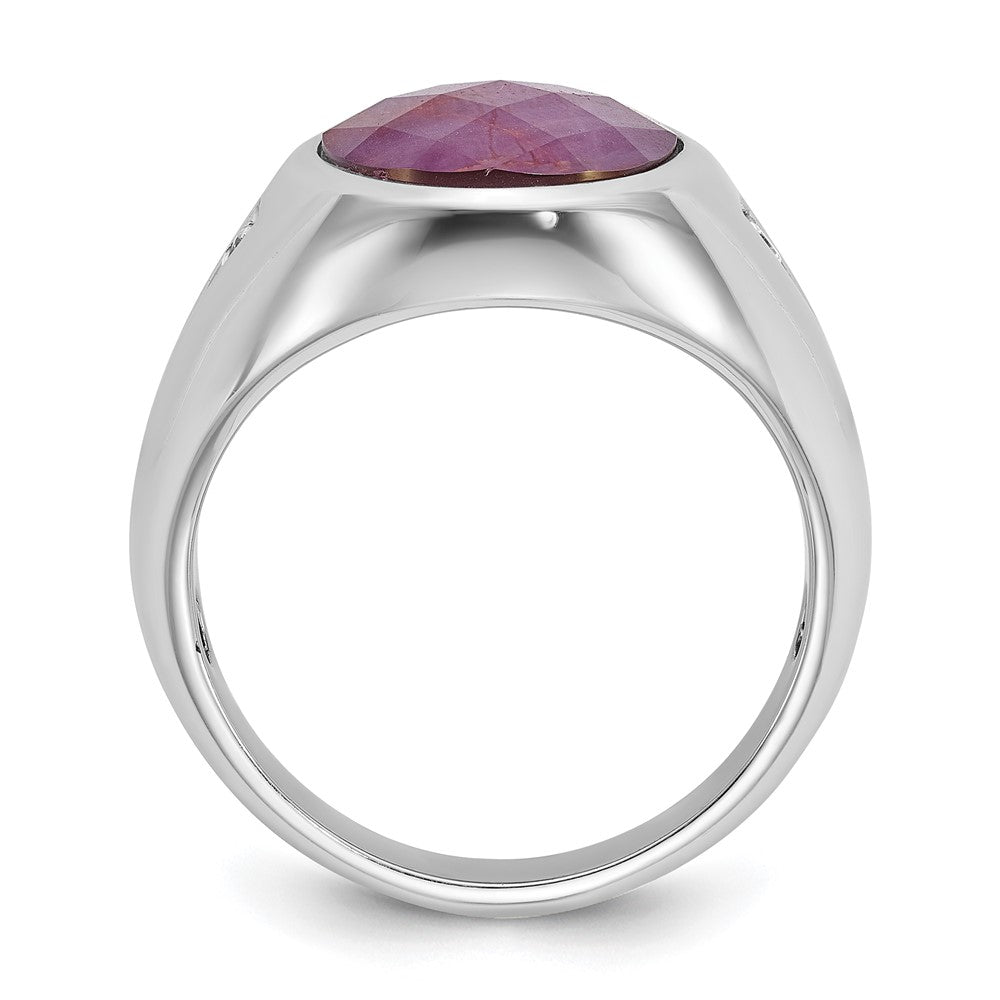 14k White Gold IBGoodman Men's Oval Gemstone and Diamond Ring Mounting