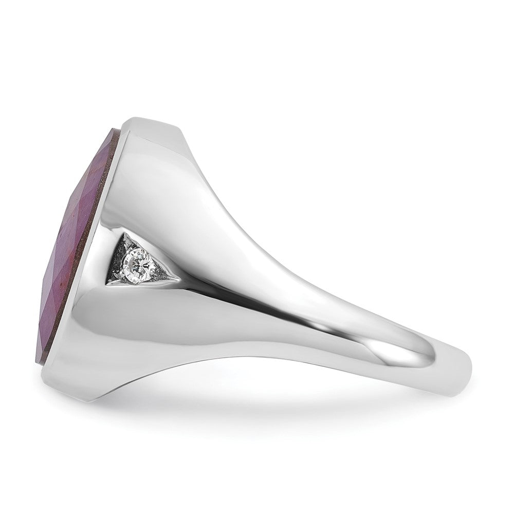 14k White Gold IBGoodman Men's Oval Gemstone and Diamond Ring Mounting