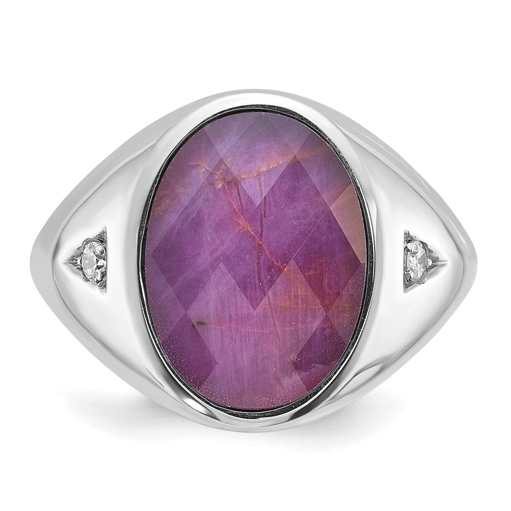 14k White Gold IBGoodman Oval Ruby Doublet and Diamond Complete Ring