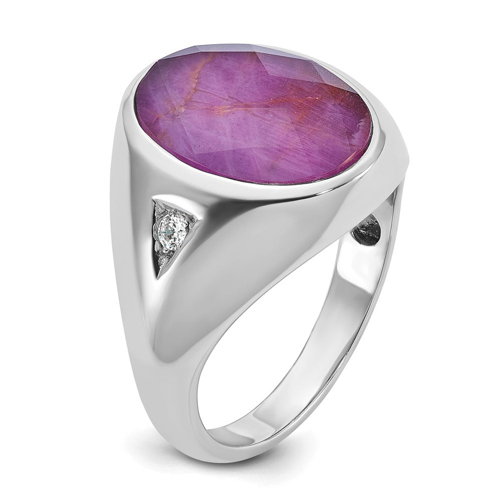 14k White Gold IBGoodman Men's Oval Gemstone and Diamond Ring Mounting