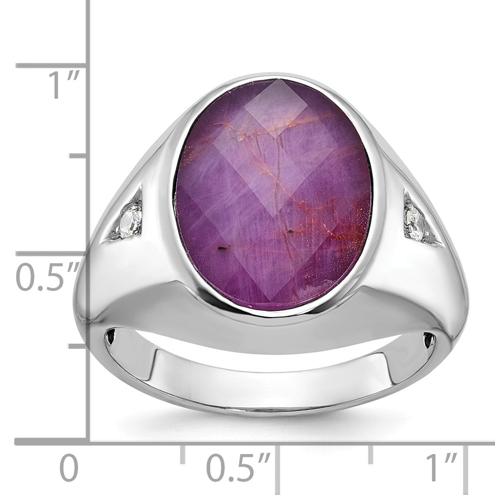 14k White Gold IBGoodman Oval Ruby Doublet and Diamond Complete Ring