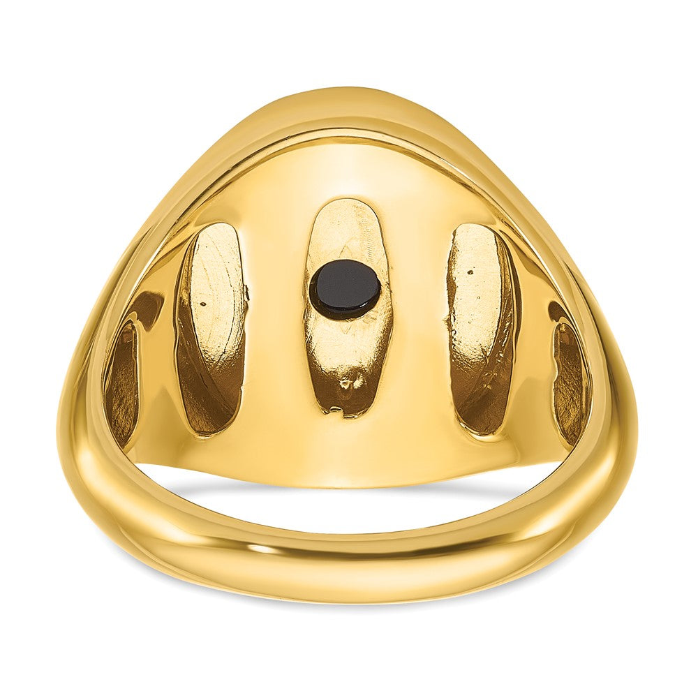 14k IBGoodman Men's Oval Onyx and Diamond Complete Ring