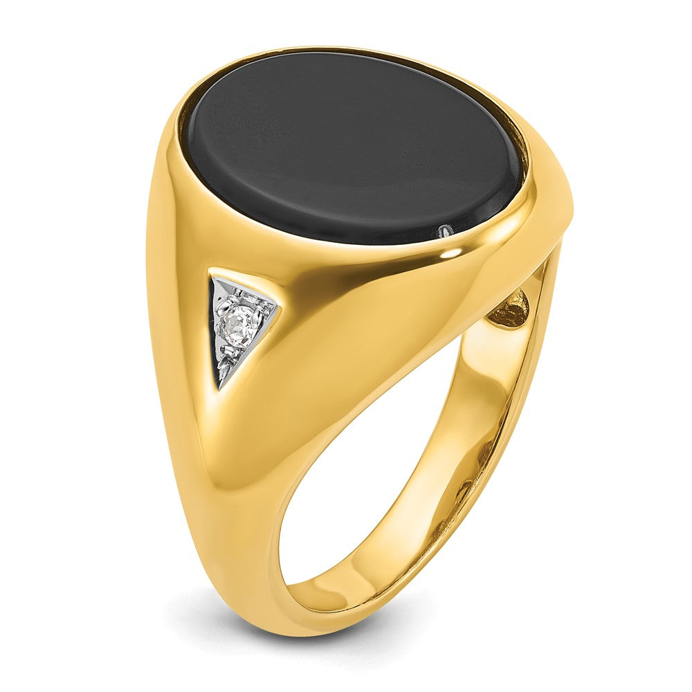 14k IBGoodman Men's Oval Onyx and Diamond Complete Ring