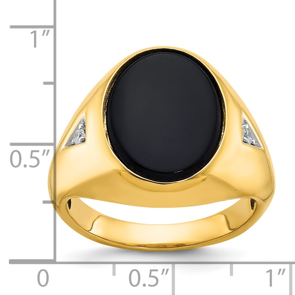 14k IBGoodman Men's Oval Onyx and Diamond Complete Ring