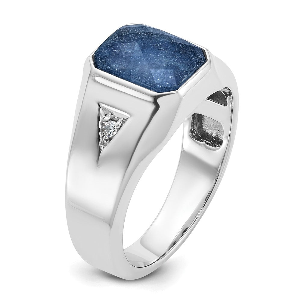14k White Gold IBGoodman Sapphire Doublet/Diamond Complete Ring