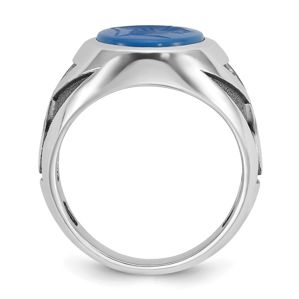 14k White Gold w/Blk Rhodium IBGoodman Blue Agate Complete Ring