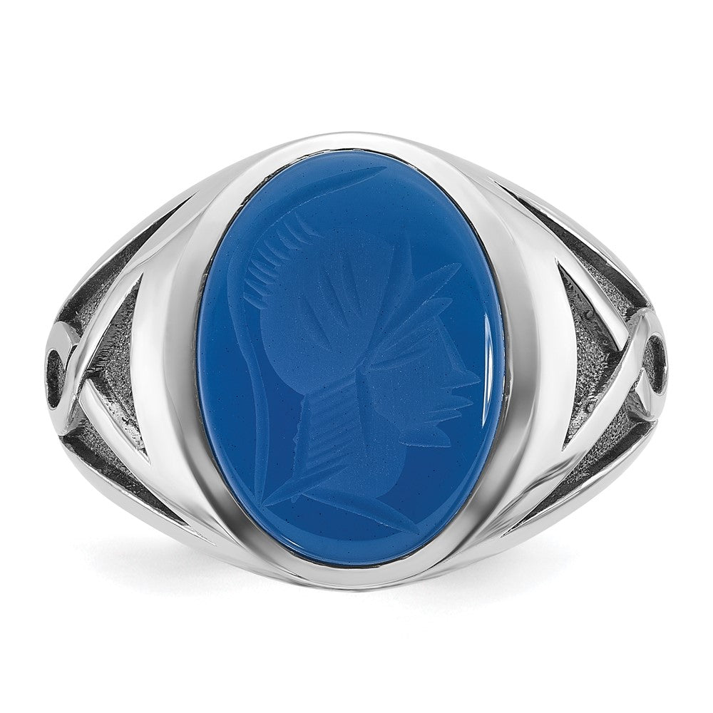 14k White Gold w/Blk Rhodium IBGoodman Blue Agate Complete Ring