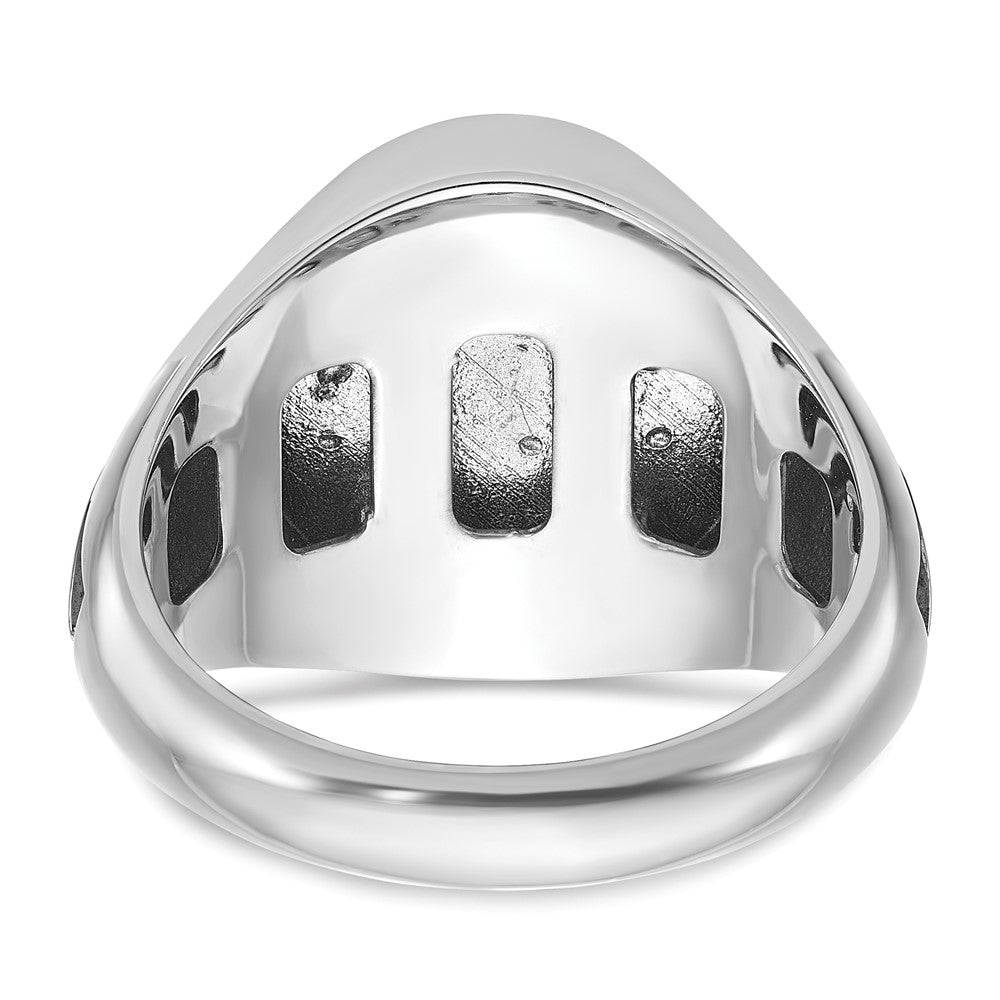 14k White Gold w/Blk Rhodium IBGoodman Blue Agate Complete Ring